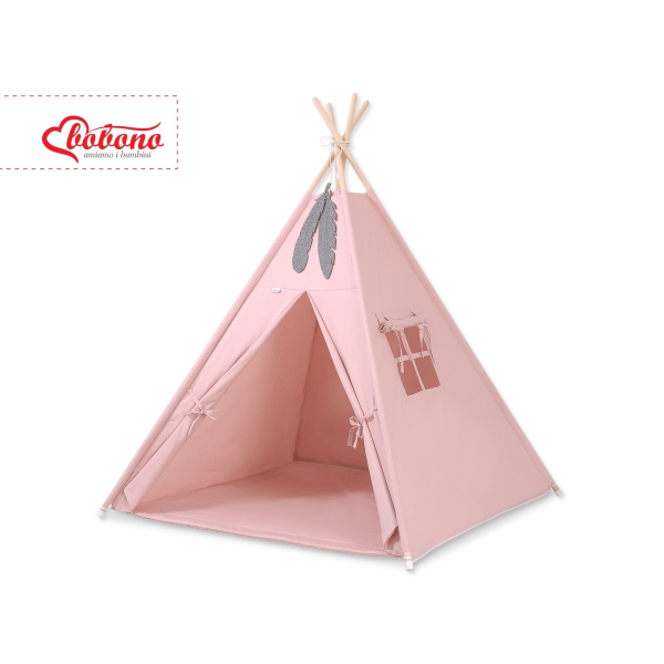 Tenda Teepee per Bambini con Tappetino Rosa Scuro