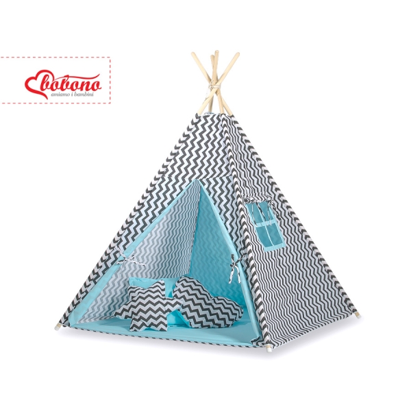 Tenda Teepee per Bambini Nero Blu Chevron