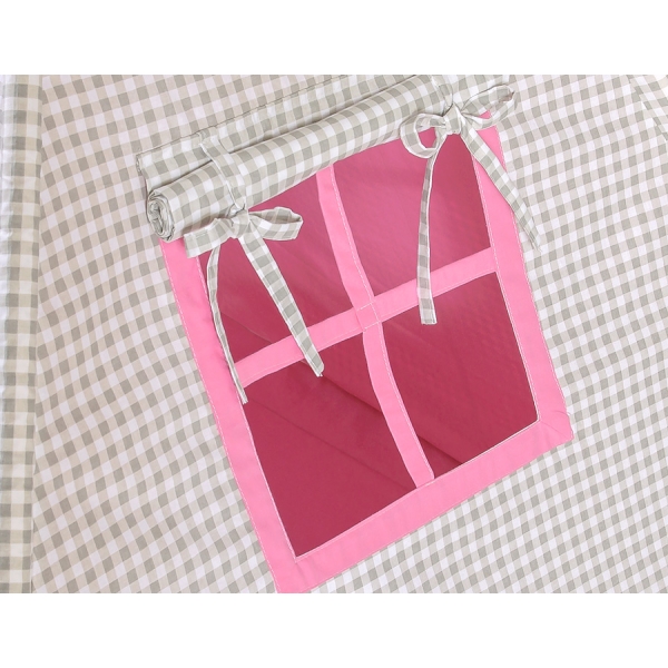 Tenda Teepee per Bambini Rosa Grigio a Scacchi