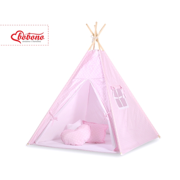 Tenda Teepee per Bambini Rosa Pois Bianchi