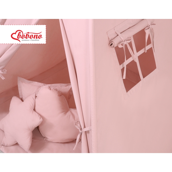 Tenda Wigwam per Bambino con Tappetino e Cuscini Rosa Scuro