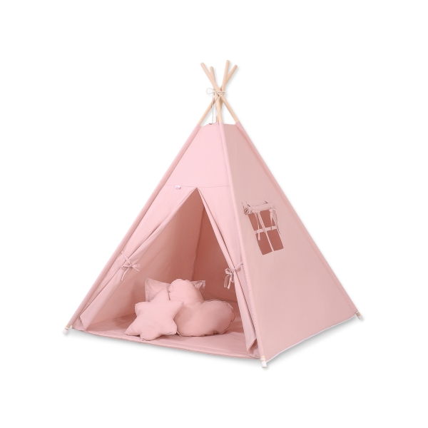 Tenda Wigwam per Bambino con Tappetino e Cuscini Rosa Scuro