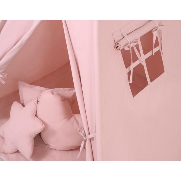 Tenda Wigwam per Bambino con Tappetino e Cuscini Rosa Scuro