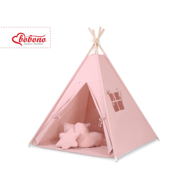 Tenda Wigwam per Bambino con Tappetino e Cuscini Rosa Scuro