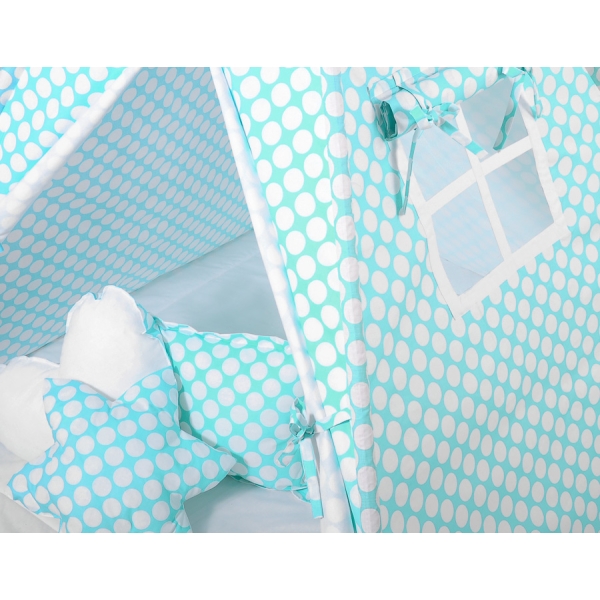 Tenda Wigwam per Bambino con Tappetino e Cuscini Turchese