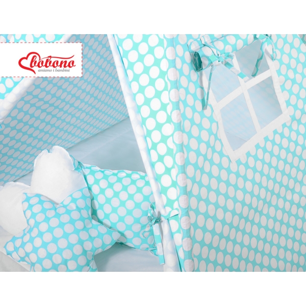 Tenda Wigwam per Bambino con Tappetino e Cuscini Turchese