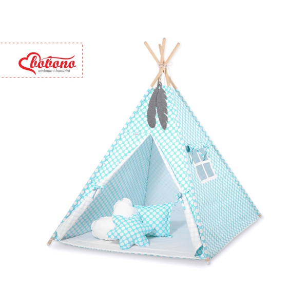 Tenda Wigwam per Bambino con Tappetino e Cuscini Turchese