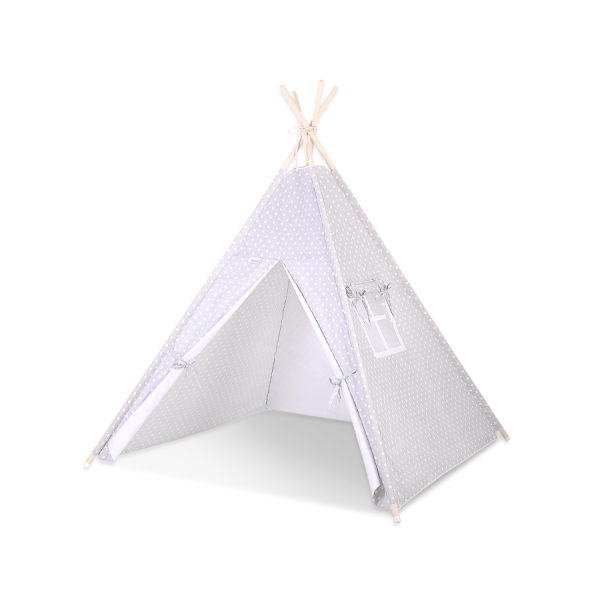 Tenda Wigwam per Bambino Grigio Pois Bianchi