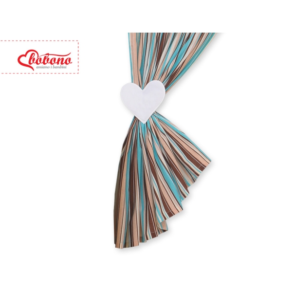 Tendaggio Cameretta di Bambini Marrone a Strisce Cuori