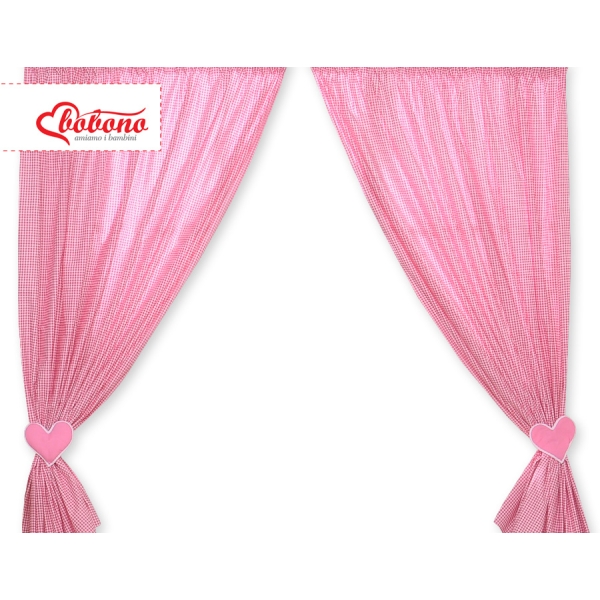 Tendaggio Cameretta di Bambini Rosa a Scacchi Cuori