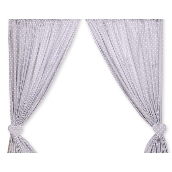 Tende per Bambini Grigio Pois Bianchi Cuori