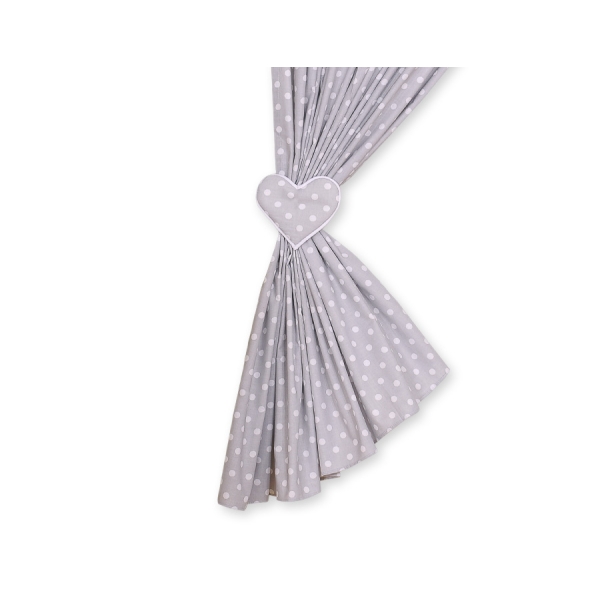 Tende per Bambini Grigio Pois Bianchi Cuori