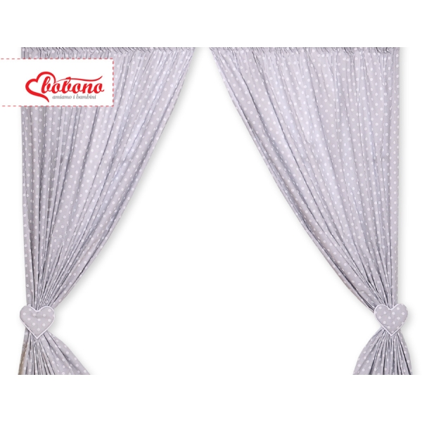 Tende per Bambini Grigio Pois Bianchi Cuori