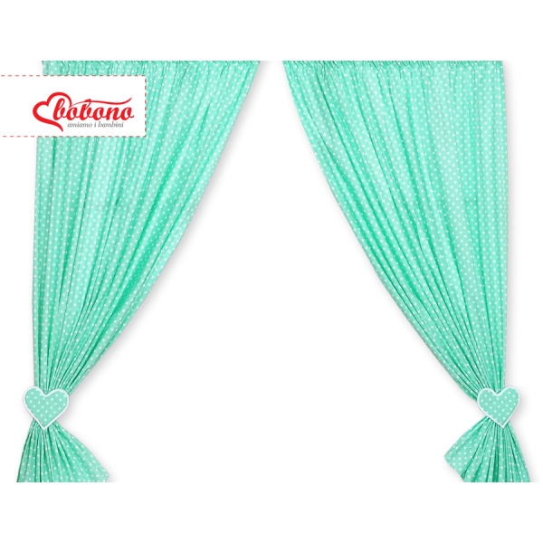 Tende per Bambini Menta Pois Bianchi Cuori