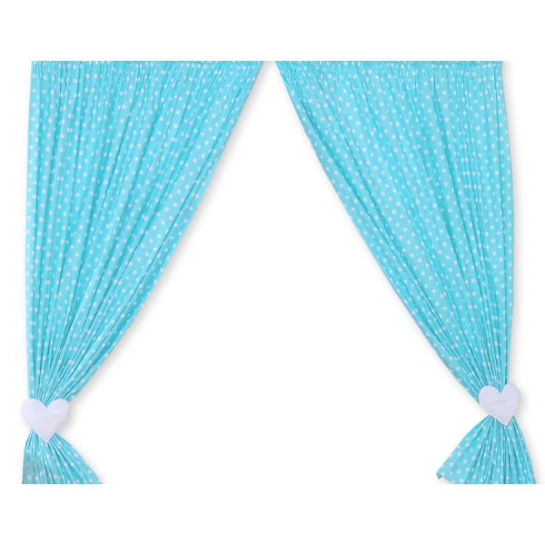 Tende per Bambini Turchese Pois Bianchi Cuori