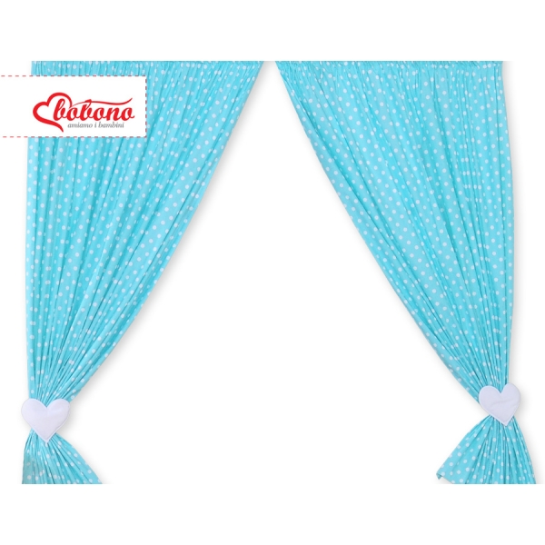 Tende per Bambini Turchese Pois Bianchi Cuori