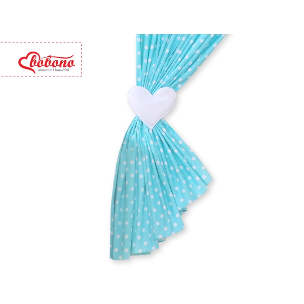 Tende per Bambini Turchese Pois Bianchi Cuori