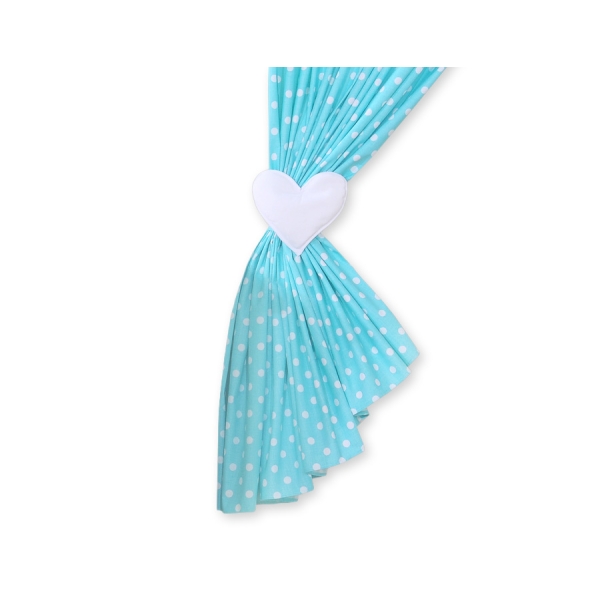 Tende per Bambini Turchese Pois Bianchi Cuori