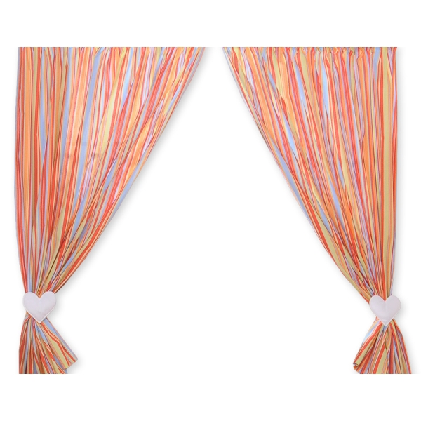 Tende per Cameretta Arancio a Strisce Cuori