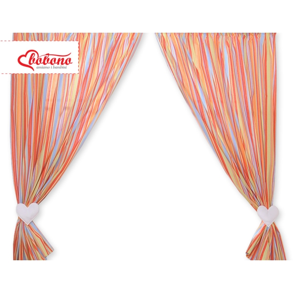 Tende per Cameretta Arancio a Strisce Cuori