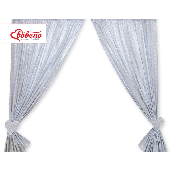 Tende per Cameretta Grigio Pois Bianchi Cuori