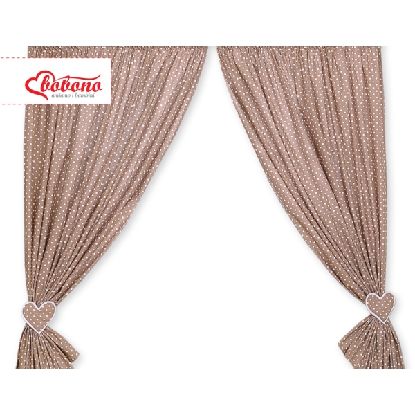 Tende per Cameretta Marrone Pois Bianchi Cuori