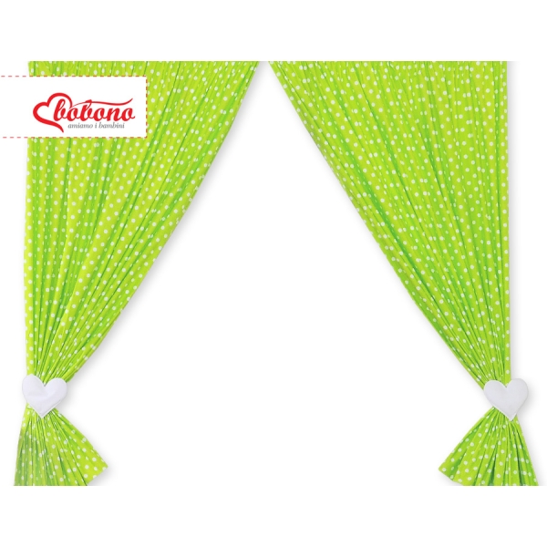 Tende per Cameretta Verde Pois Bianchi Cuori