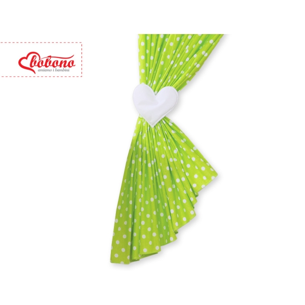 Tende per Cameretta Verde Pois Bianchi Cuori