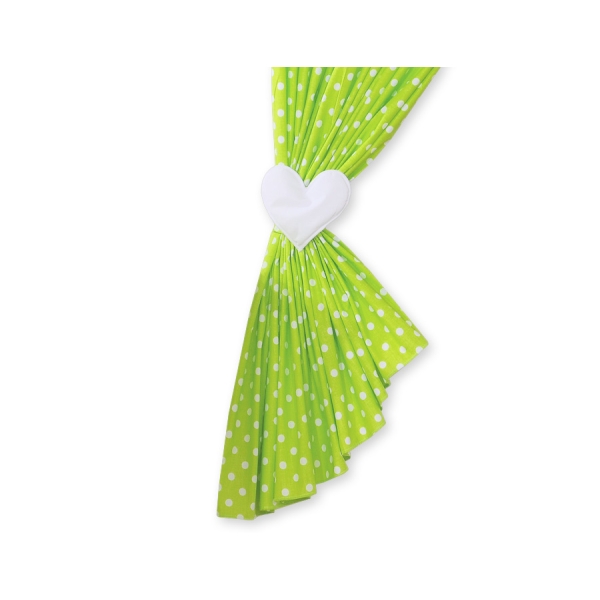 Tende per Cameretta Verde Pois Bianchi Cuori