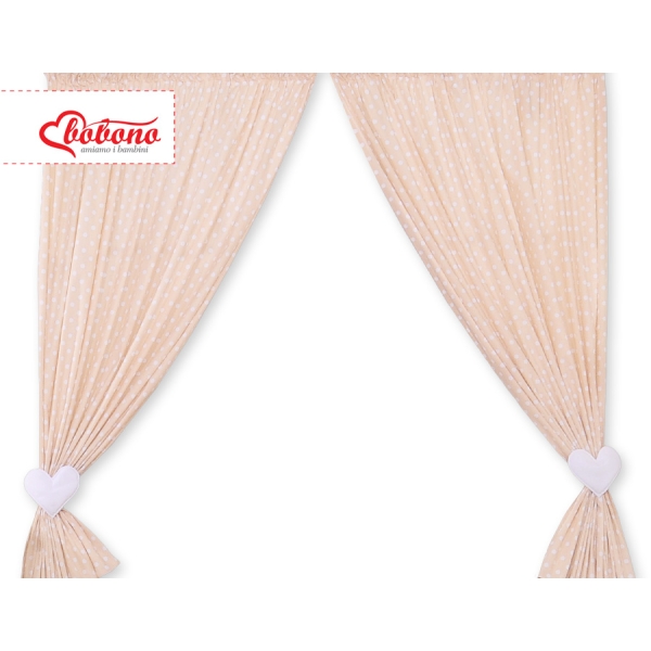 Tende per La Cameretta Dei Bambini Beige Pois Bianchi Cuori
