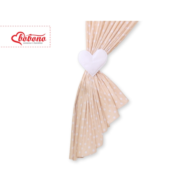 Tende per La Cameretta Dei Bambini Beige Pois Bianchi Cuori