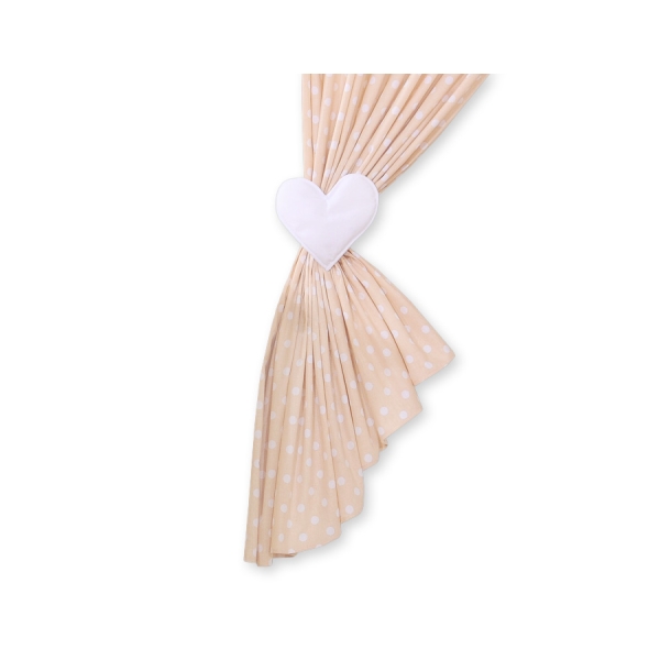 Tende per La Cameretta Dei Bambini Beige Pois Bianchi Cuori