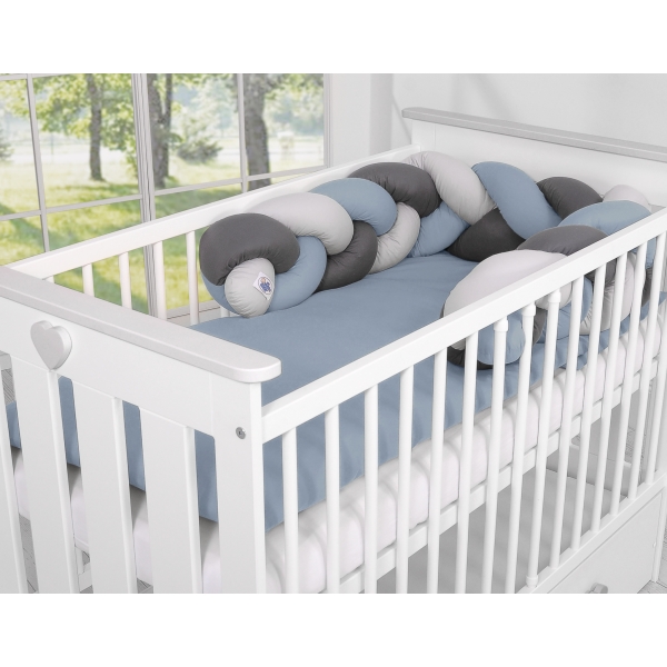 Treccia Paracolpi Culla Grigio Antracite Azzurro Pastello