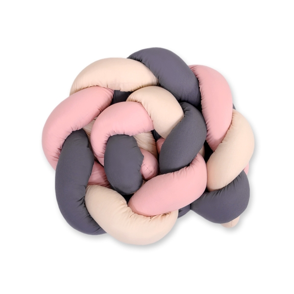 Treccia Paracolpi per Letto Bambino Beige Antracite Rosa Scuro