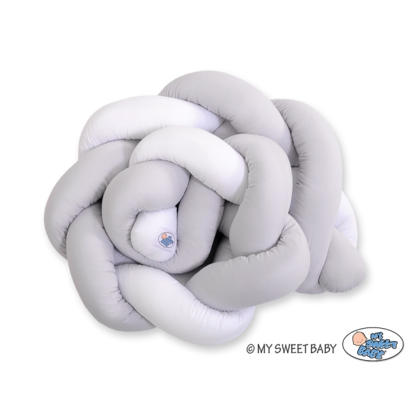 Treccia Paracolpi per Letto Bambino Bianca Grigio