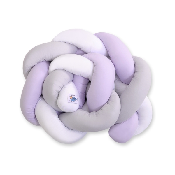 Treccia Paracolpi per Letto Bambino Bianca Grigio Lilla