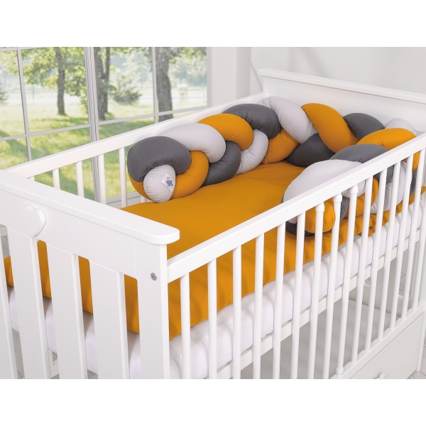 Treccia Paracolpi per Letto Bambino Grigio Antracite Giallo Miele
