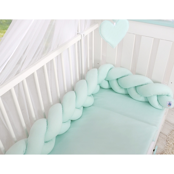 Treccia Paracolpi per Letto Bambino Menta
