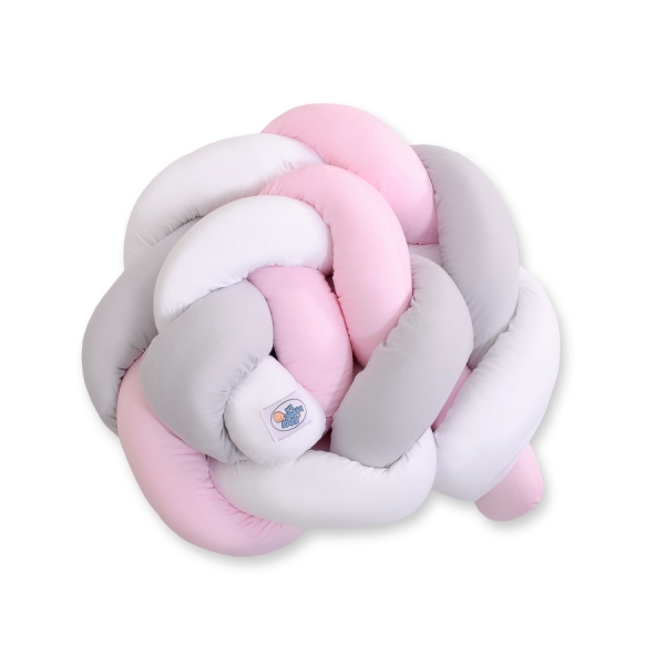 Treccia Paracolpi per Letto Bambino Rosa Bianca Grigio