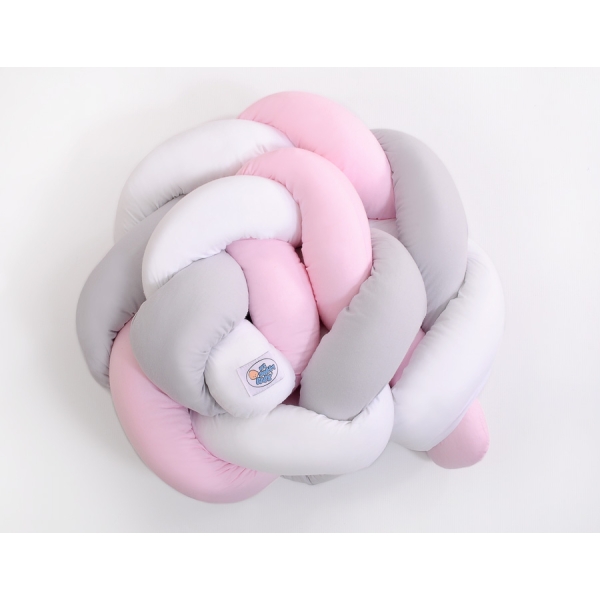 Treccia Paracolpi per Letto Bambino Rosa Bianca Grigio