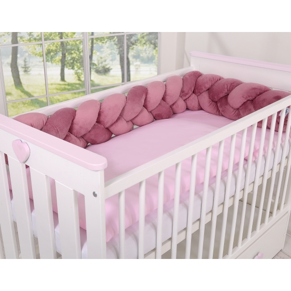 Treccia Paracolpi per Letto Bambino Rosa Scuro