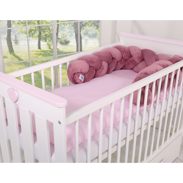 Treccia Paracolpi per Letto Bambino Rosa Scuro