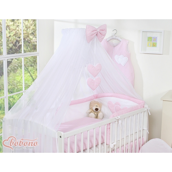 Velo Zanzariera per Lettino Rosa Chiffon Cuori
