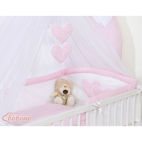 Velo Zanzariera per Lettino Rosa Chiffon Cuori