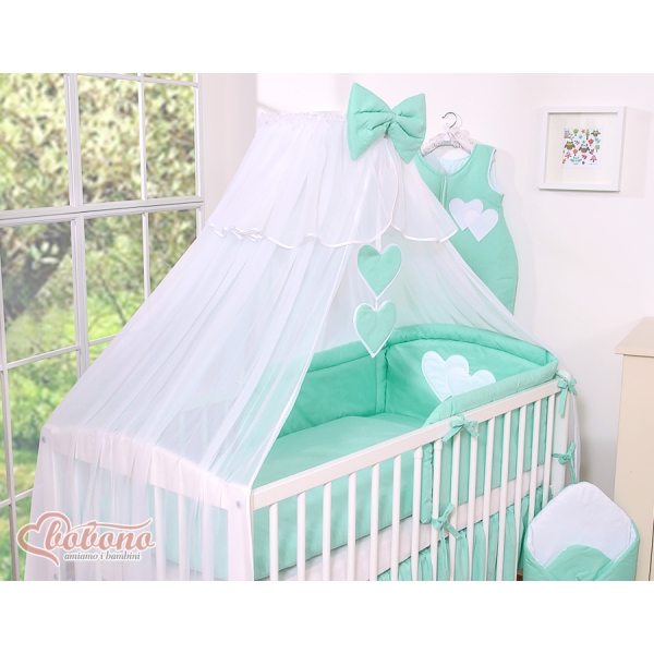 Zanzariera a Baldacchino per Lettino Menta Chiffon Cuori