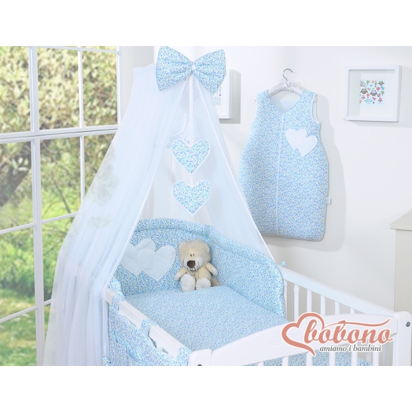 Zanzariera per Lettino Blu Fiori Fiori Chiffon Cuori