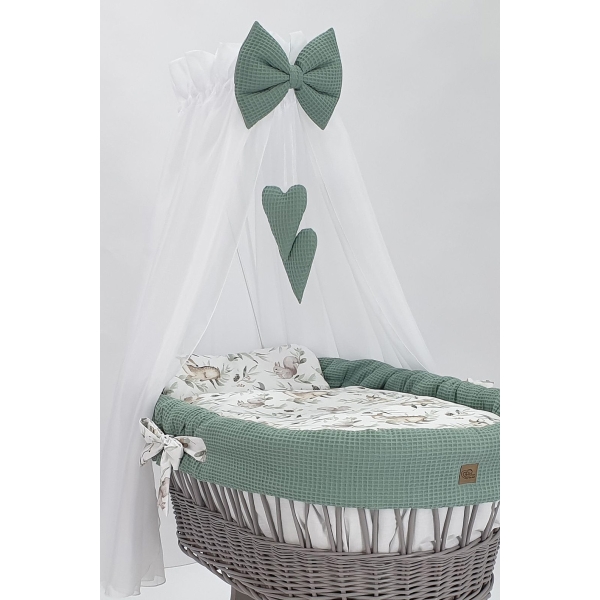 Lettino neonato con drappeggio rivestimento waffle khaki