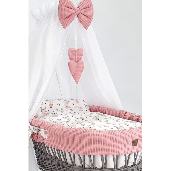 Letto vimini con baldacchino Waffle Rosa