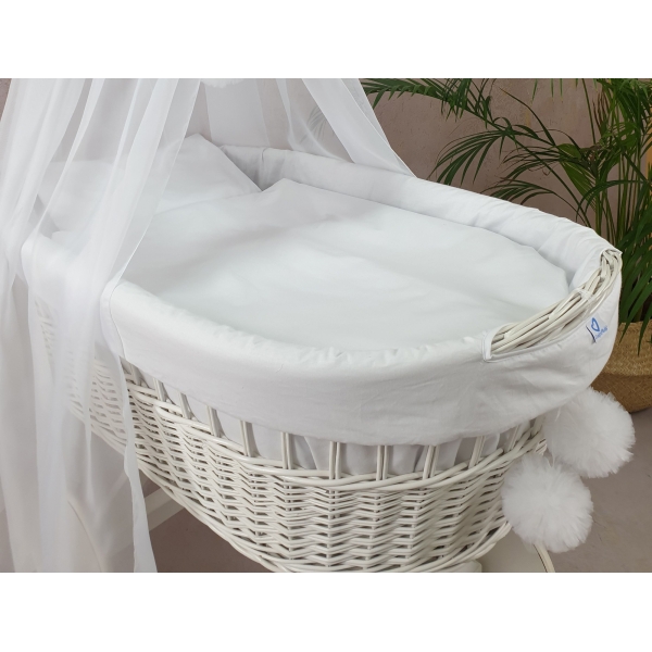 Rivestimento con velo paracolpi Cuscino e Coperta culla vimini