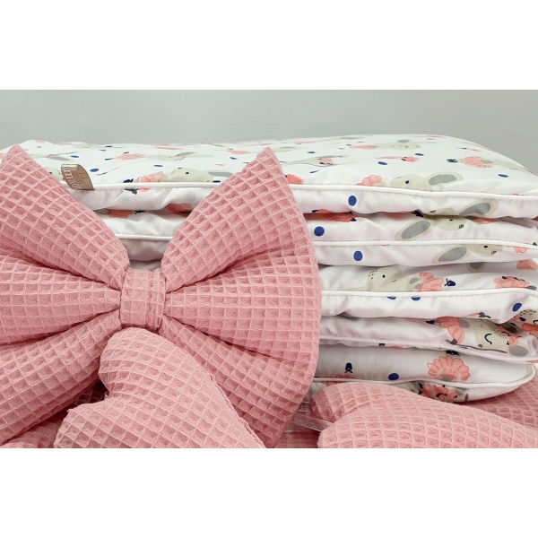 Rivestimento per Culla con Velo per neonato Rosa Antico Waffle